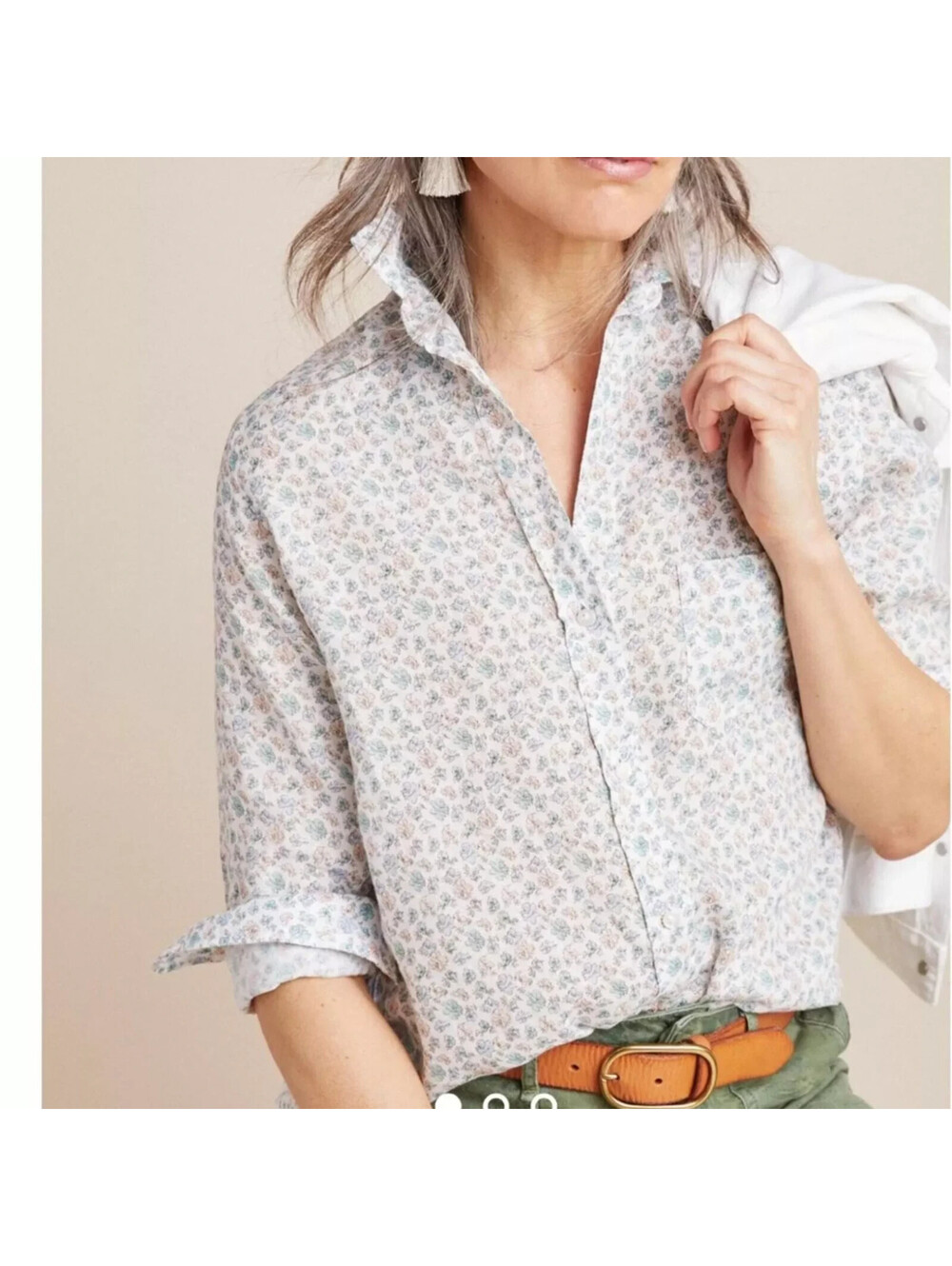 Grayson The HERO Frank and eileen  Women's Linen Button up shirt Floral 21x28 01
